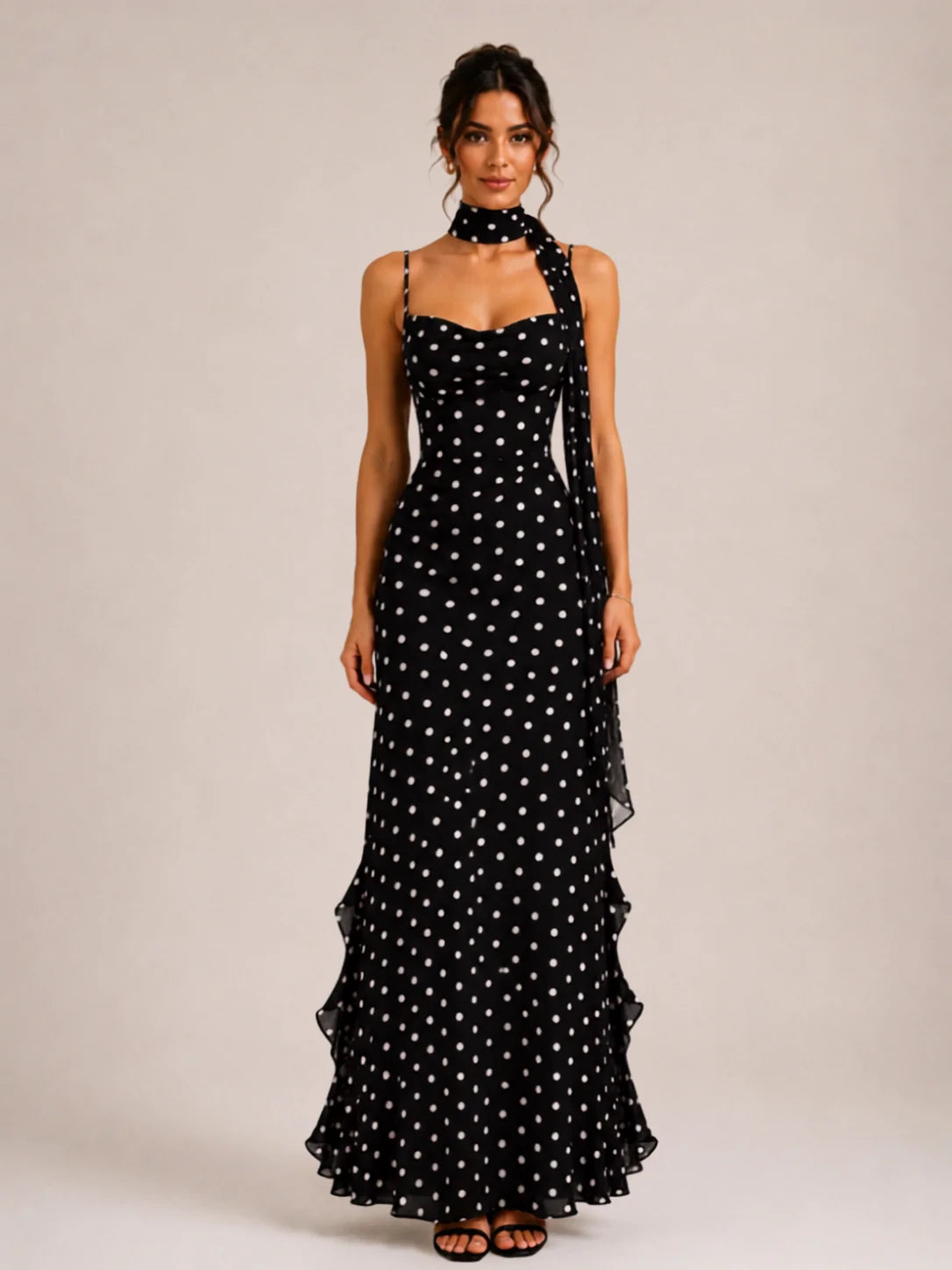 Black Polka Dot Maxi Dress