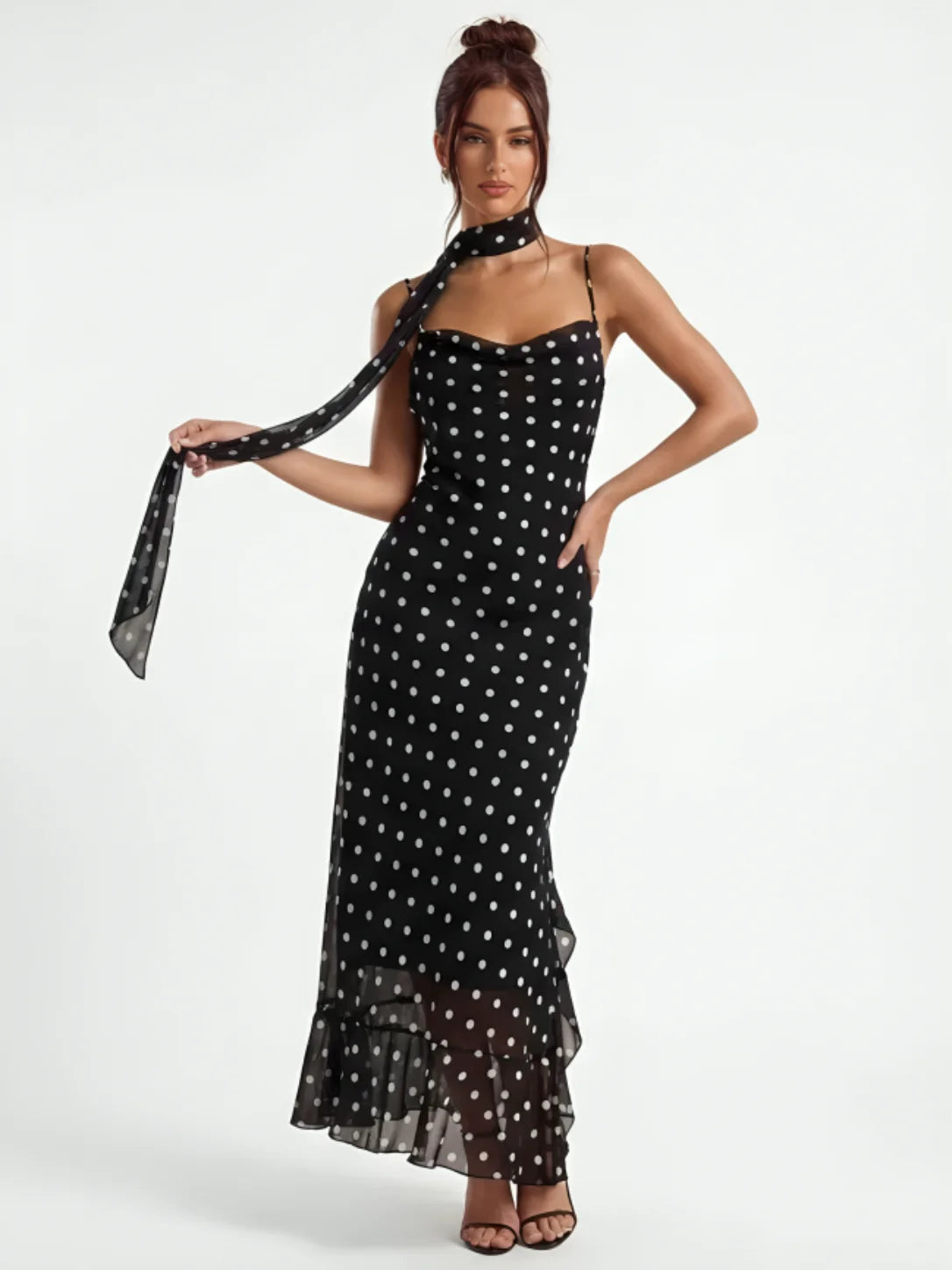 Black Polka Dot Maxi Dress