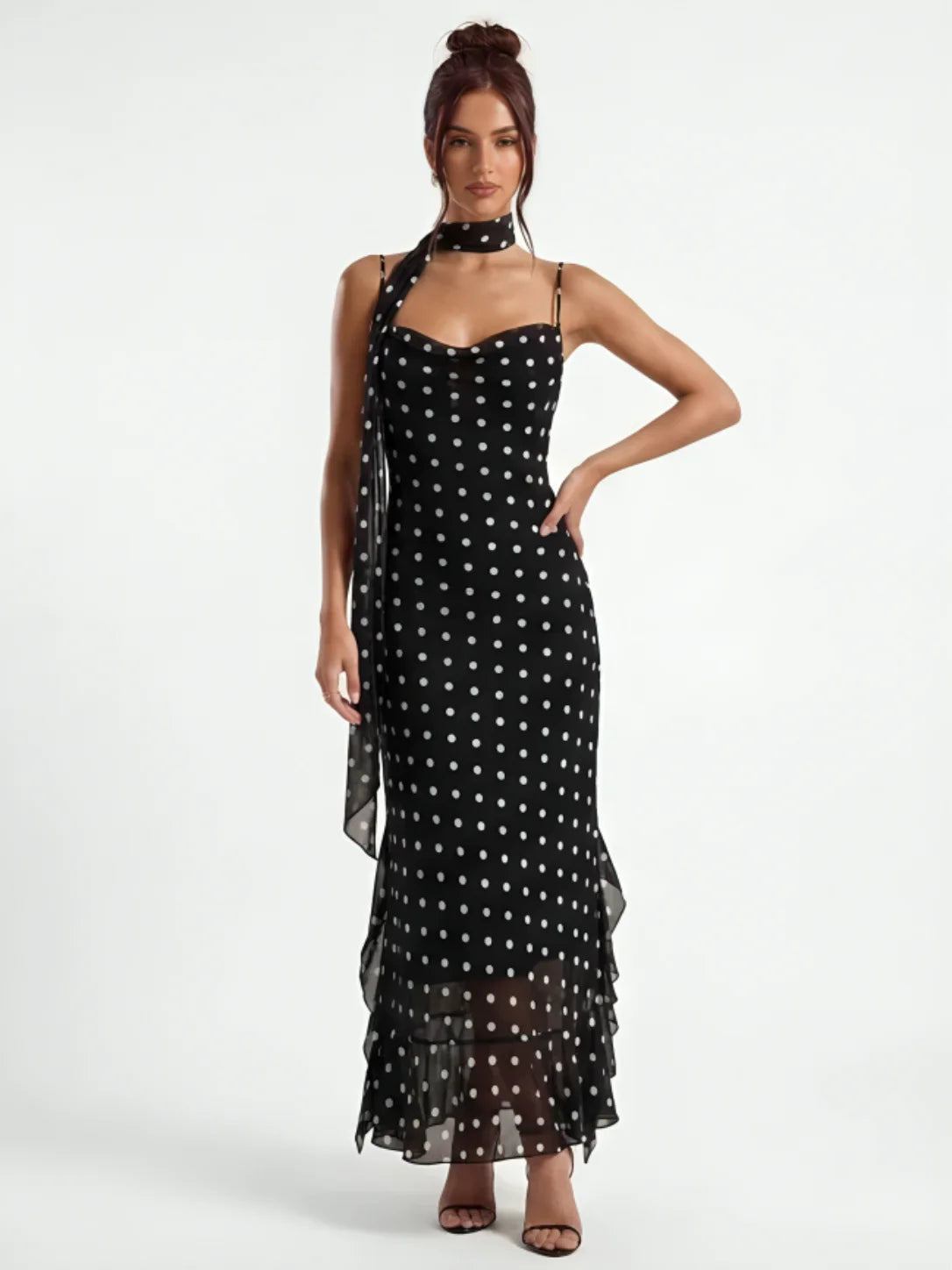 Black Polka Dot Maxi Dress