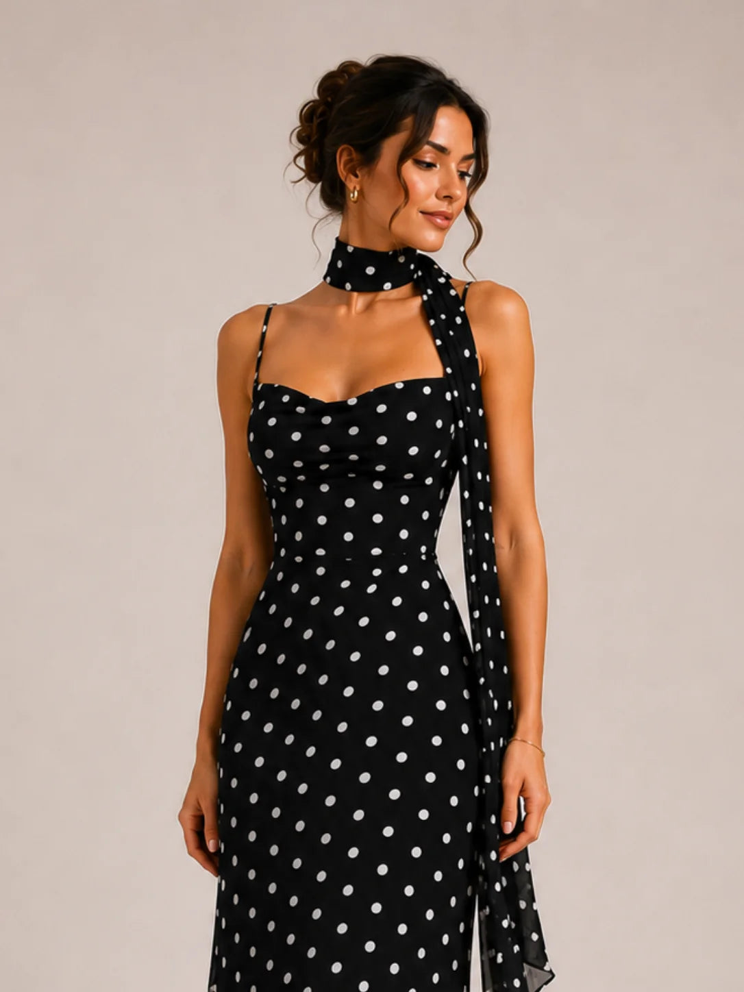 Black Polka Dot Maxi Dress