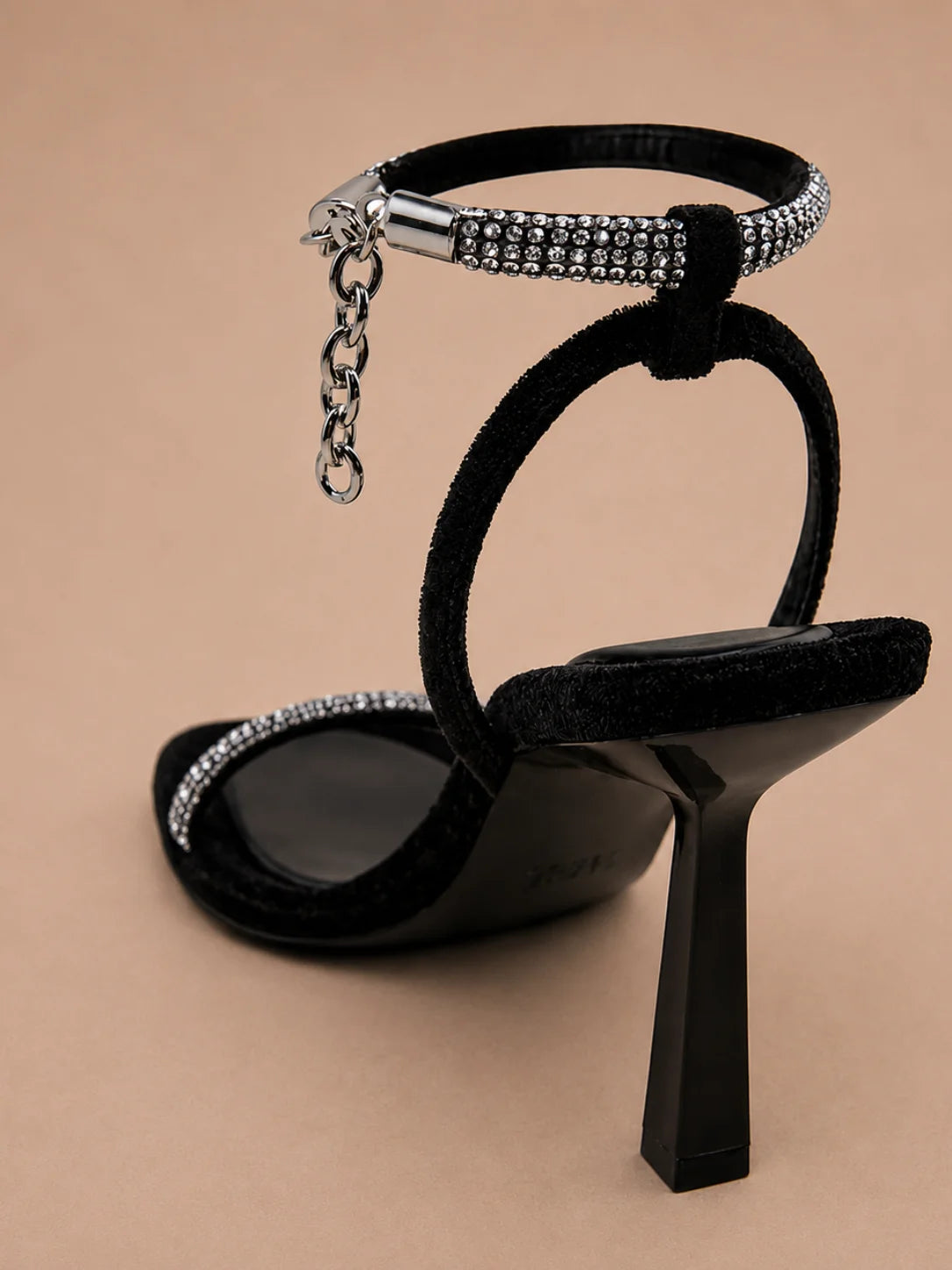 Black Rhinestone High Heels