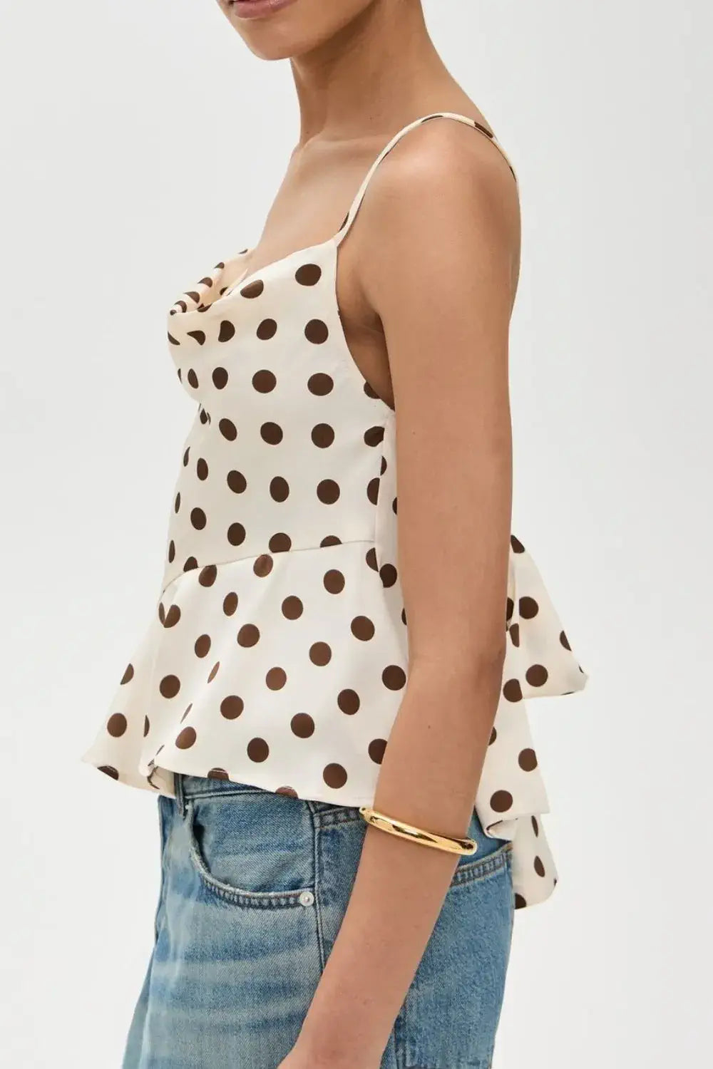 Ruffled Hem Polka Dot Cami