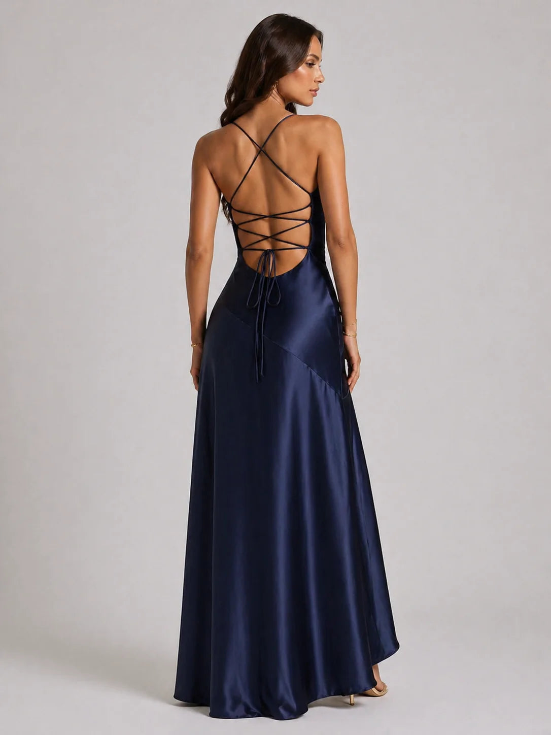 Backless Satin Evening Dress