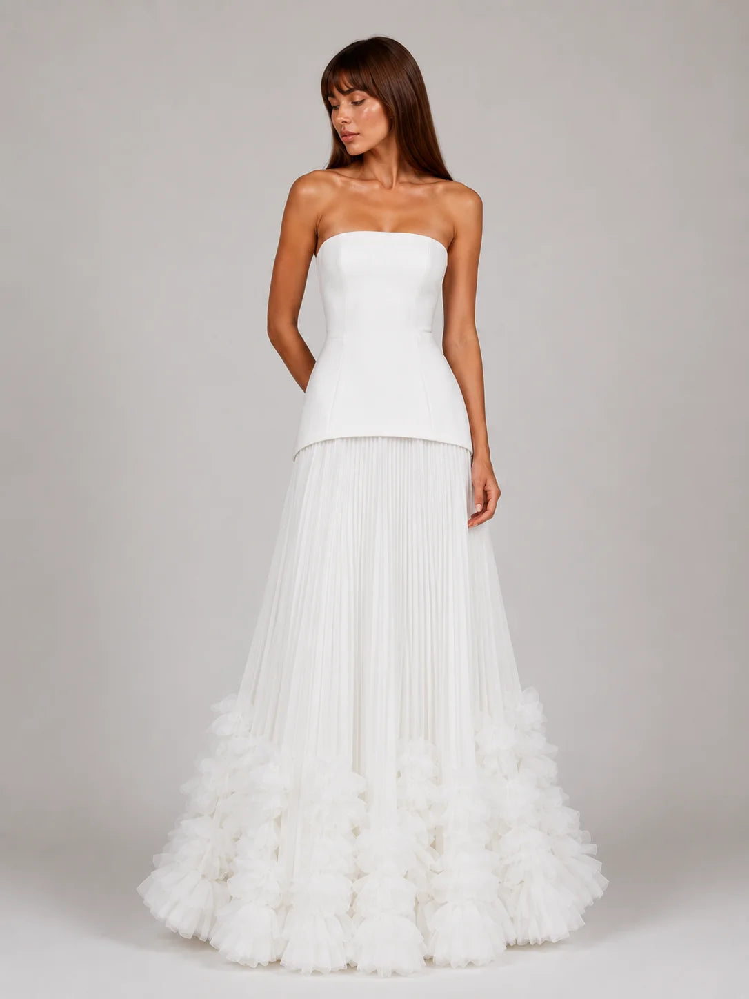Strapless Pleated Maxi Dress