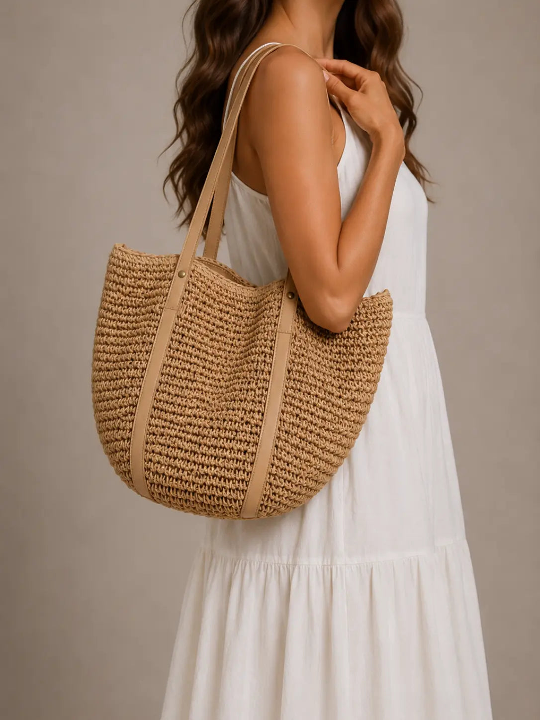 Woven Straw Tote Bag