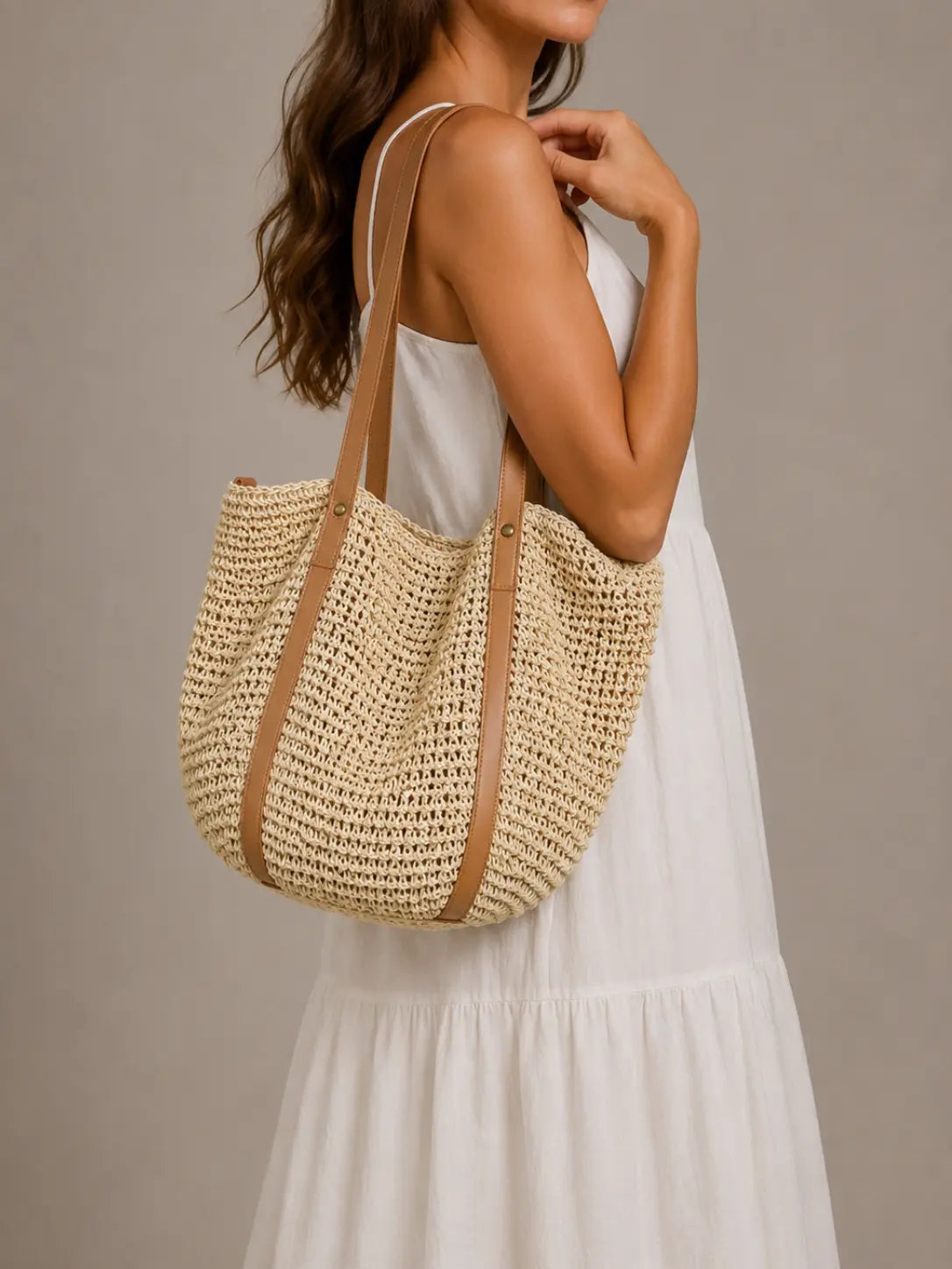 Woven Straw Tote Bag