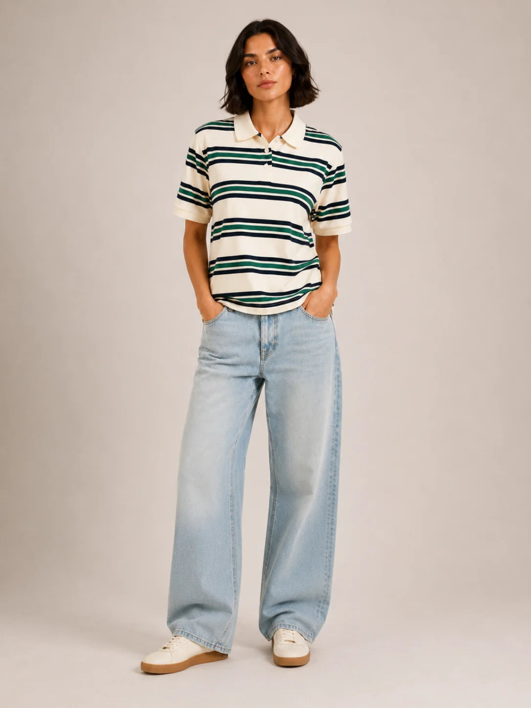 Women's Striped Polo Shirt