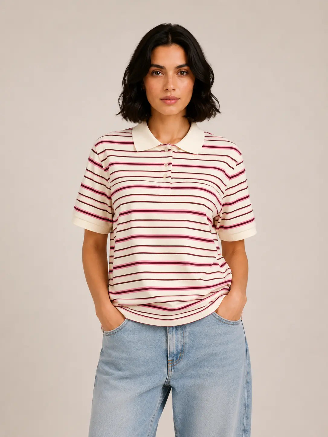 Women's Striped Polo Shirt