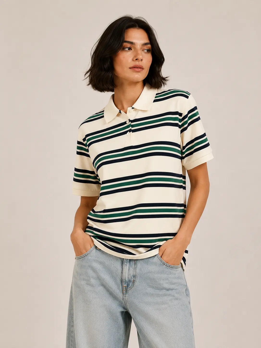 Women's Striped Polo Shirt