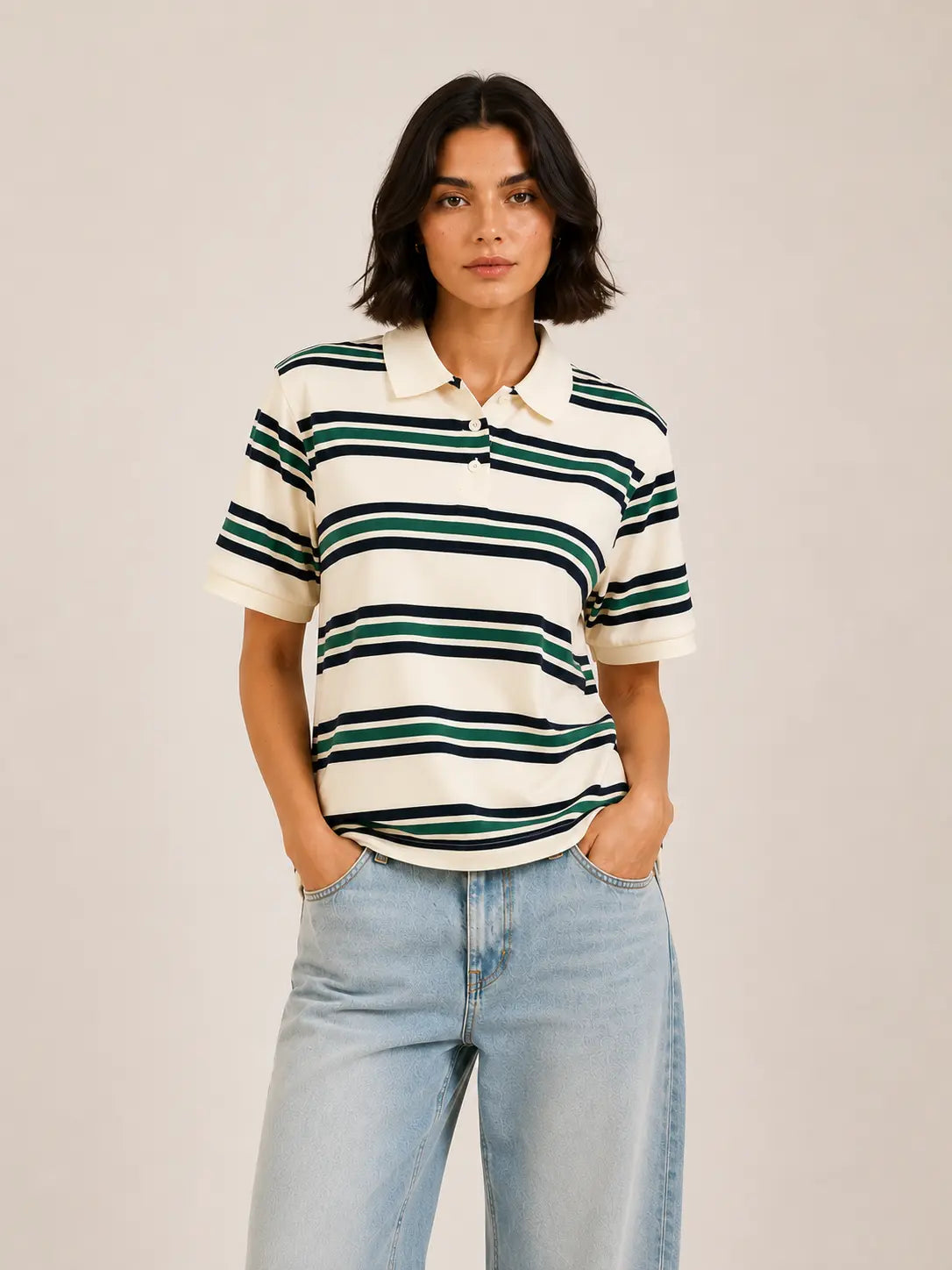 Women's Striped Polo Shirt
