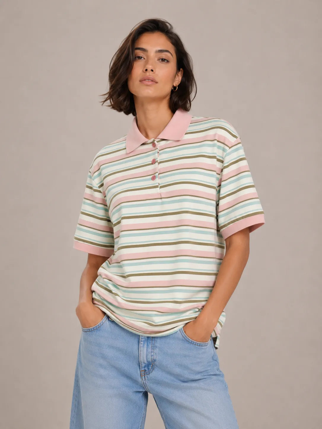 Women's Striped Polo Shirt