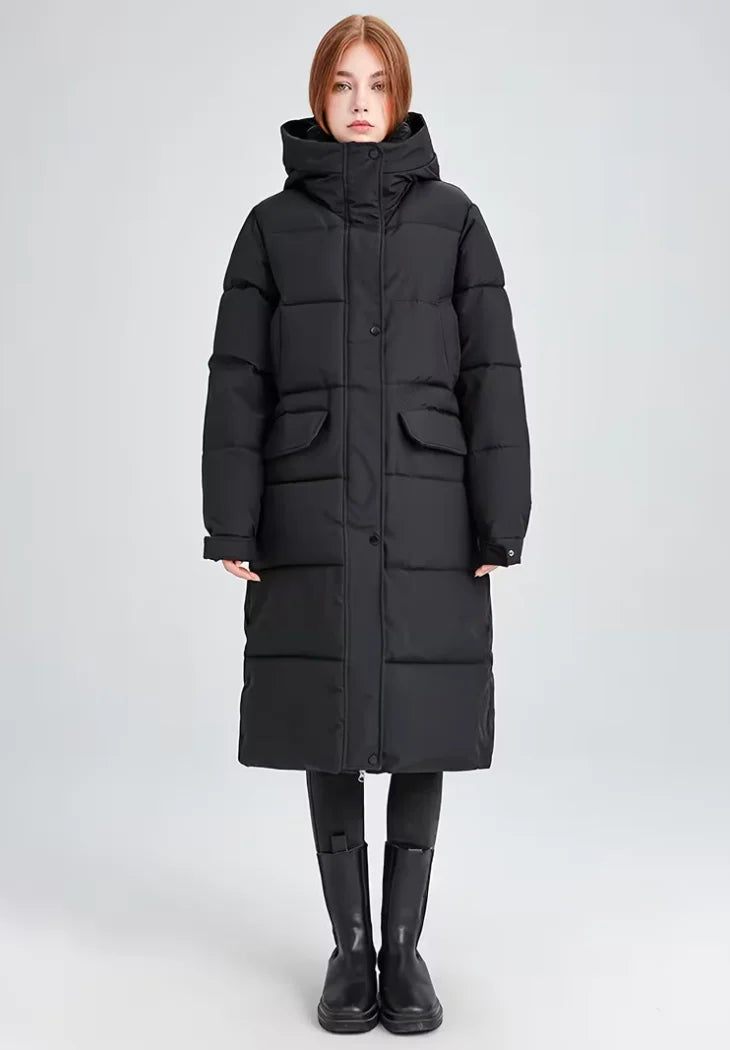 Womens Longline Padded Coat Black