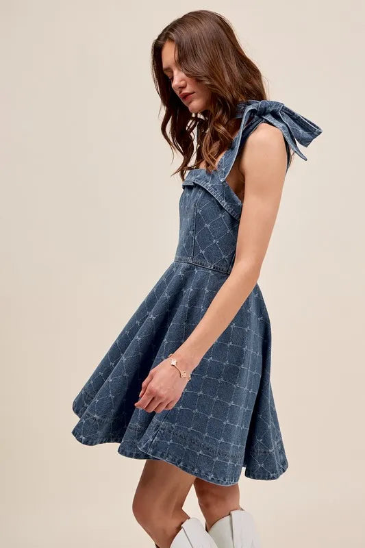 denim mini dress women