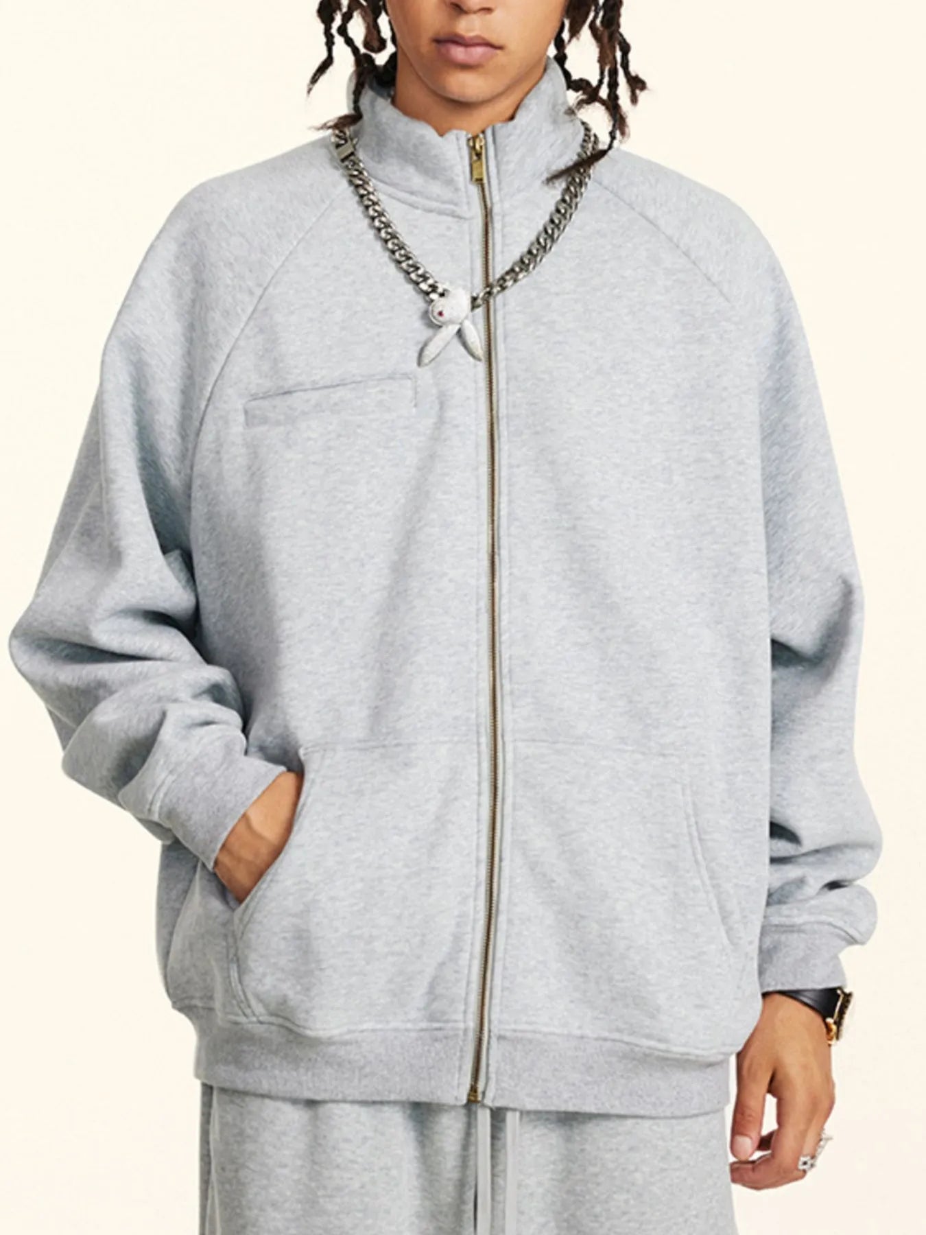 Men's Zippered Sweatshirt Without Hood