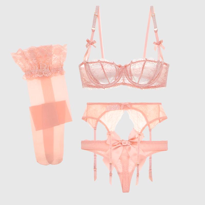 bow lingerie set Pink
