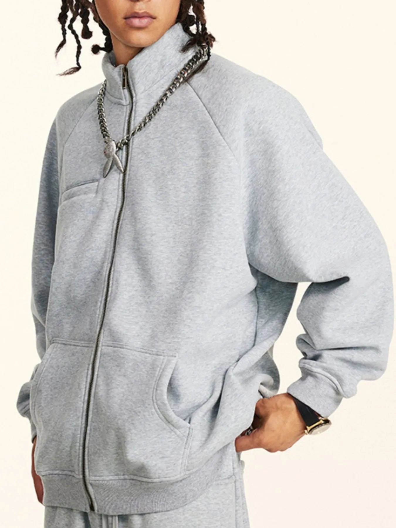 Men's Zippered Sweatshirt Without Hood