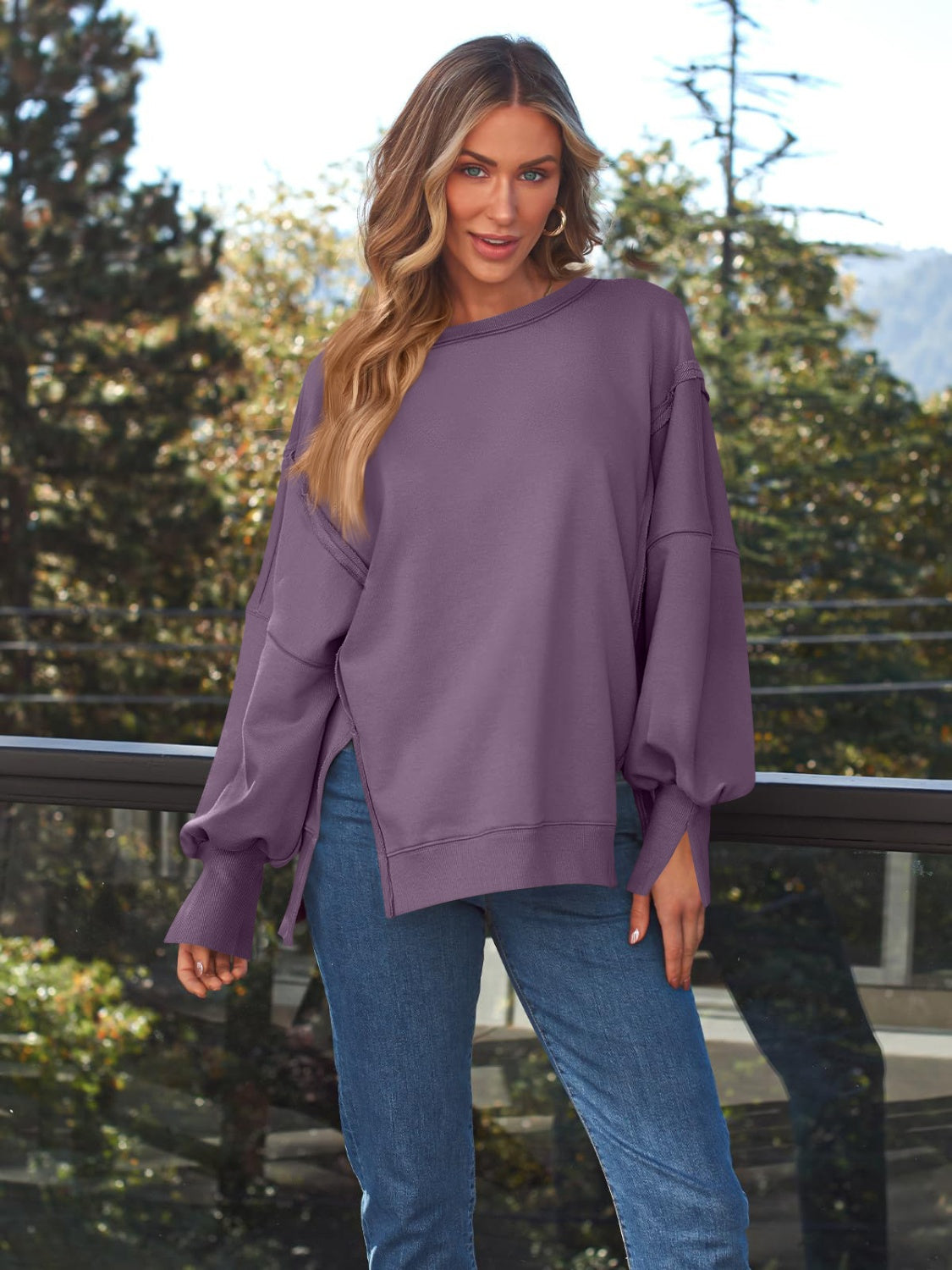 round neck sweatshirt Mauve