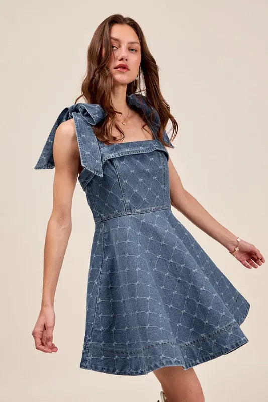 denim mini dress women