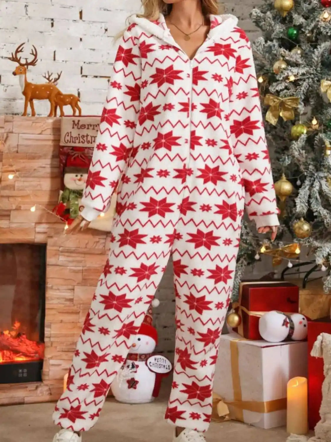 christmas pajama onesie womens