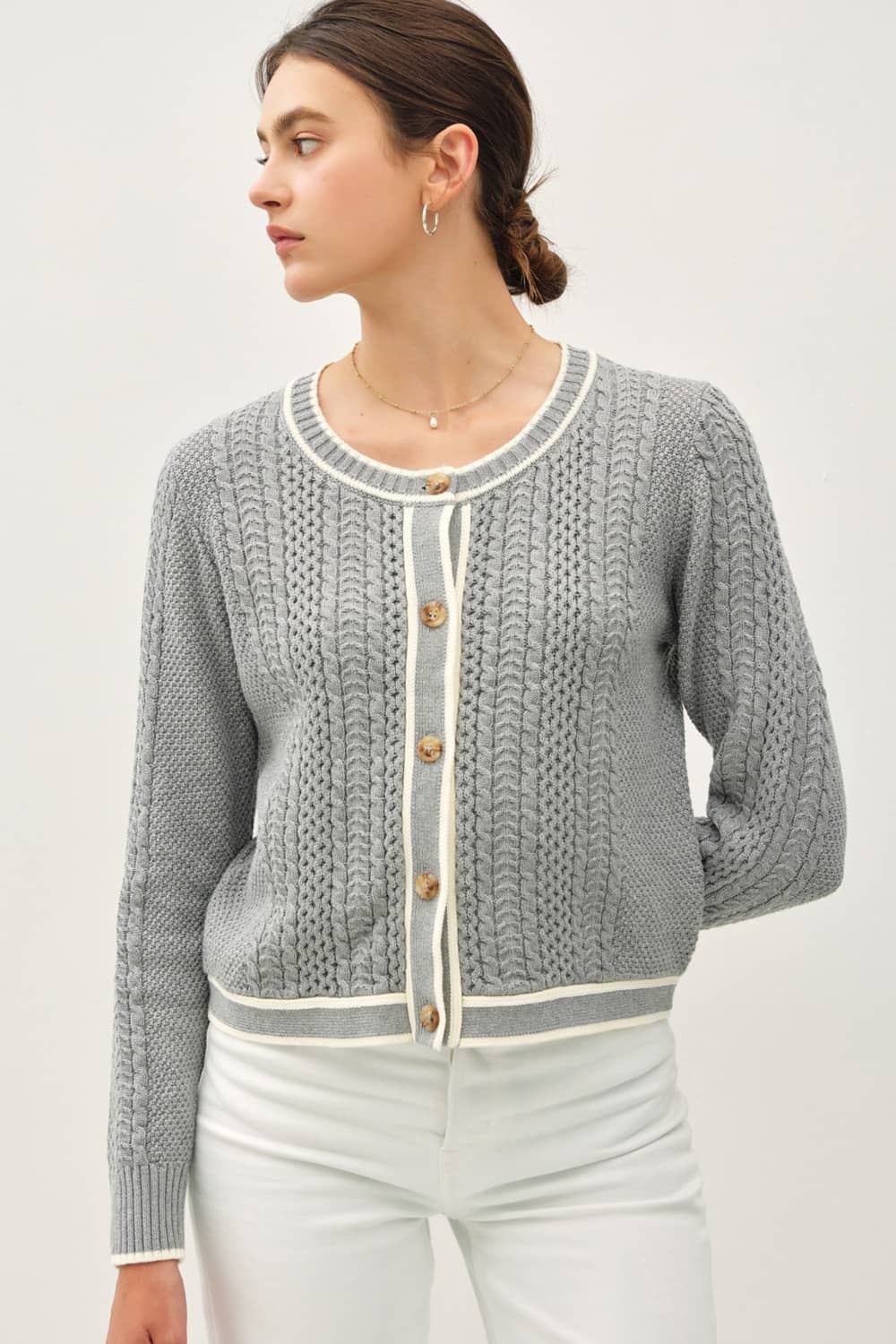 chunky cable knit cardigan women's