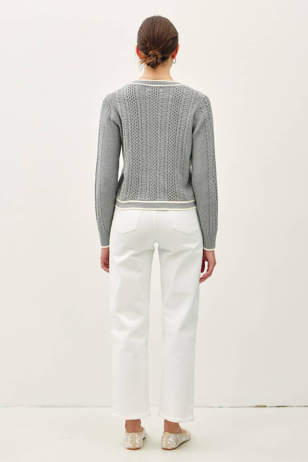 chunky cable knit cardigan women's