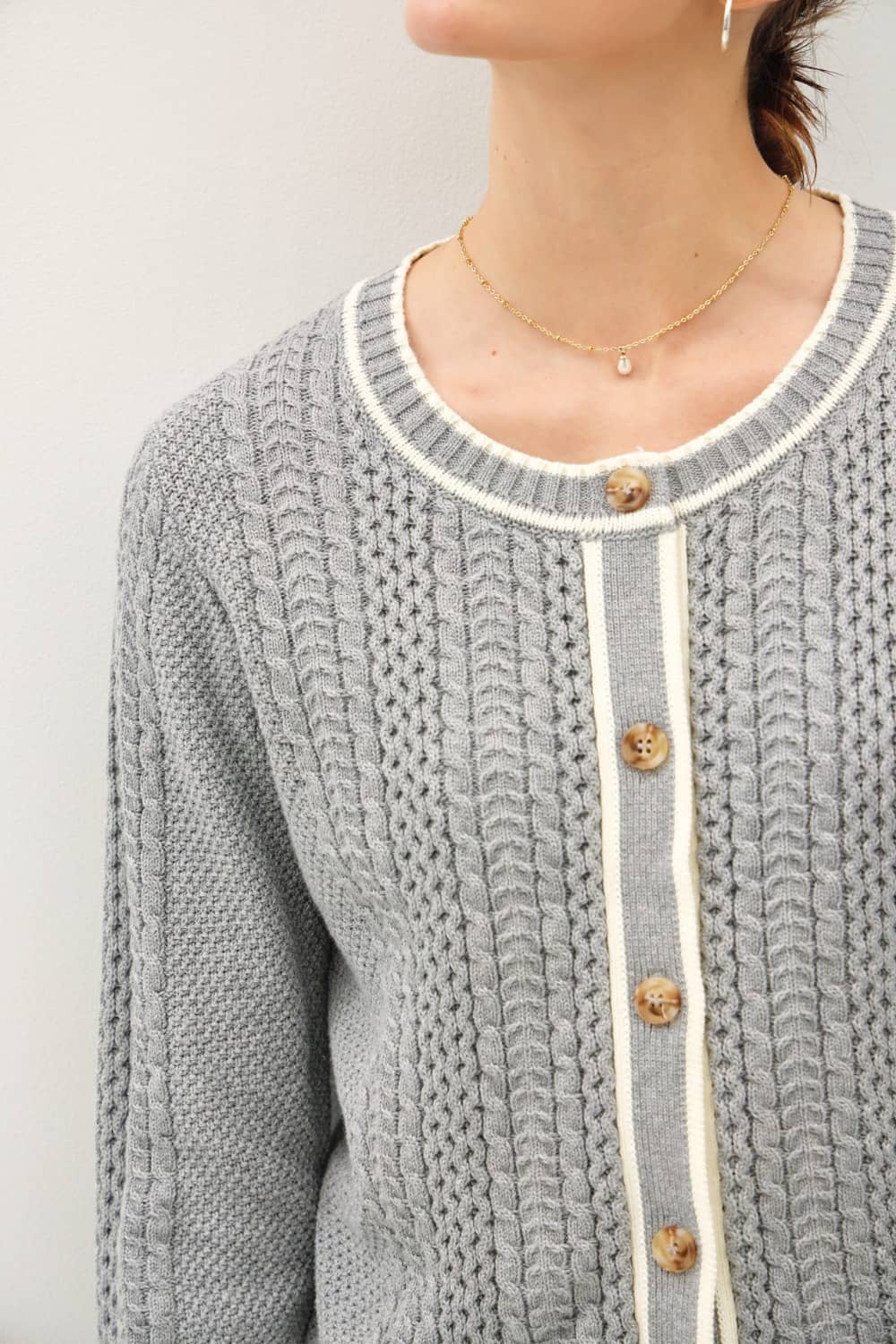 chunky cable knit cardigan women's