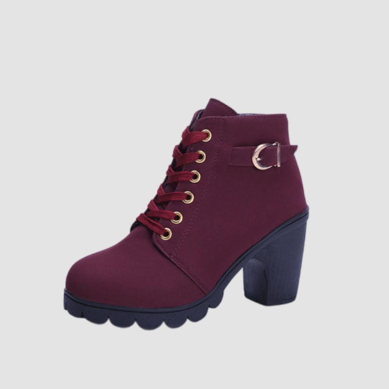 chunky ankle booties Wine Red