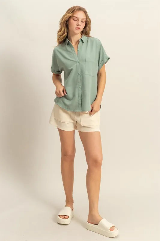 button down shirt women's short sleeve