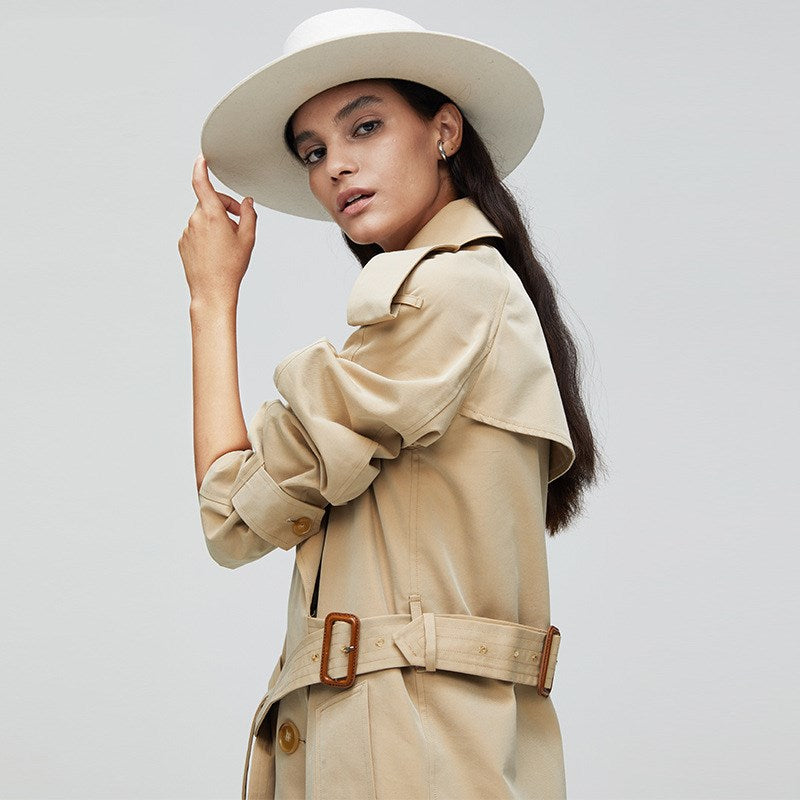double breasted women's trench coat