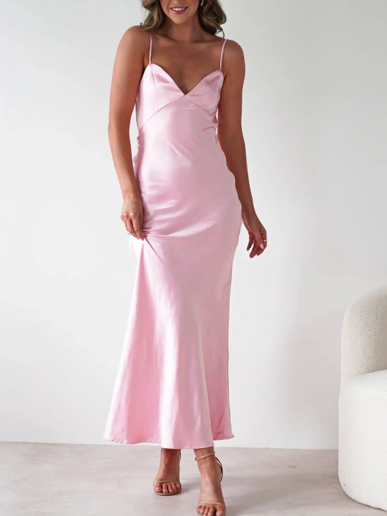 Satin Backless Maxi Dress