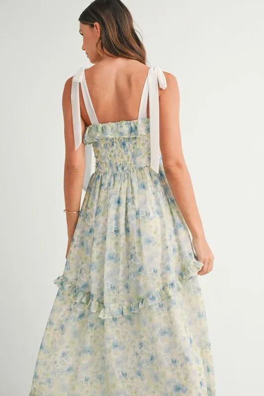 floral sleeveless midi dress