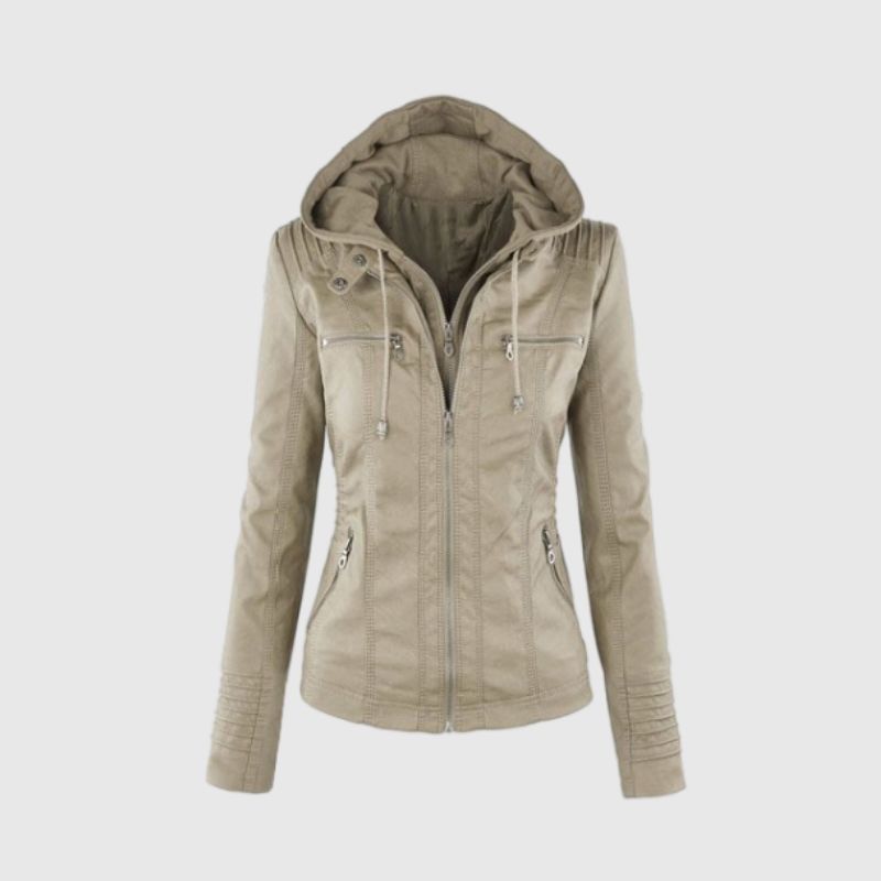 faux leather hooded jacket