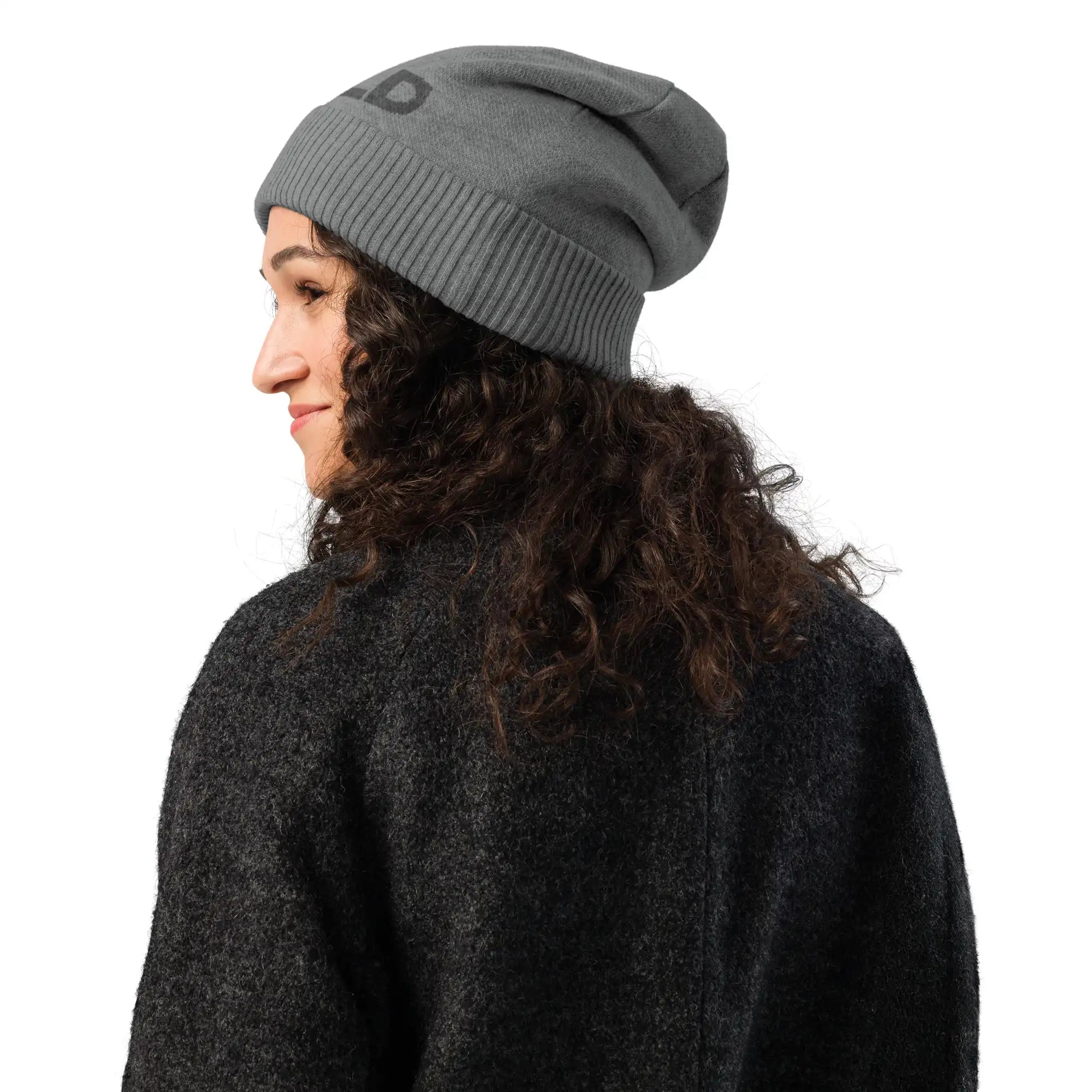 Gray Knit Beanie Womens