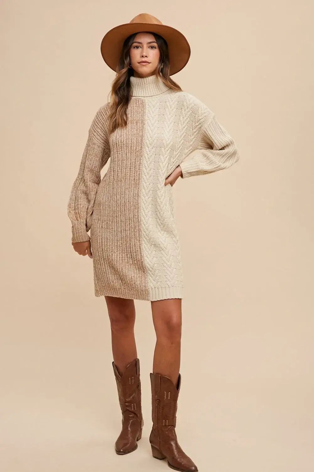 long sleeve turtle neck sweater dress