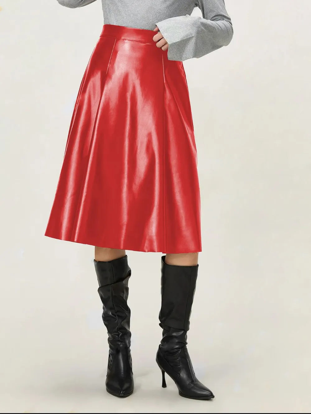 midi leather skirt Scarlet