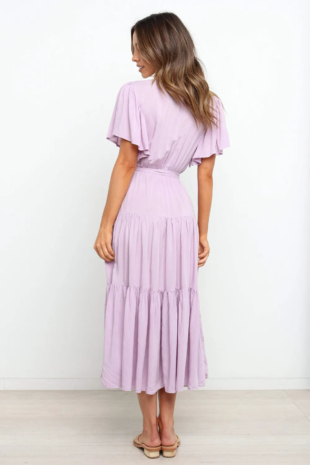 short sleeve midi tiered dress