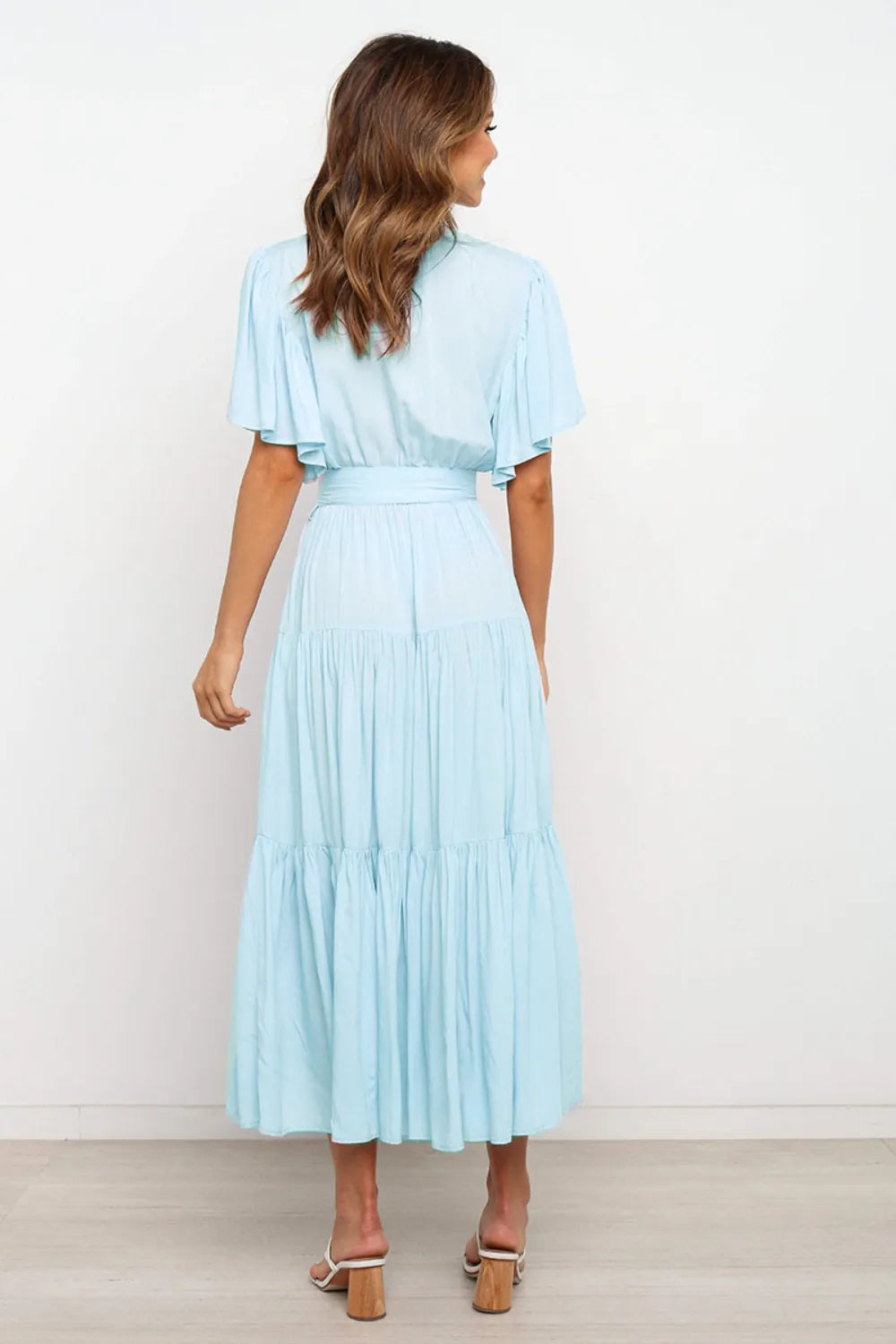 short sleeve midi tiered dress