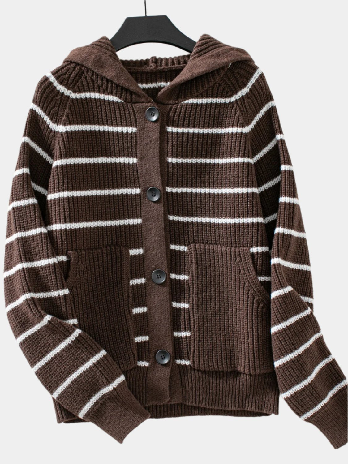 striped women's cardigan Brown