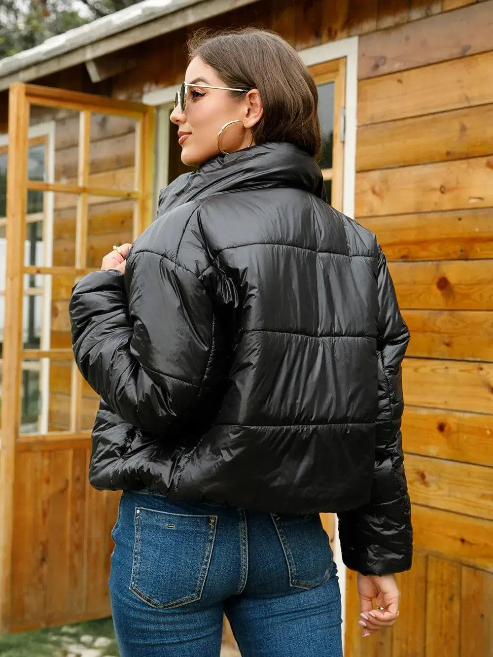 women black puffer jacket