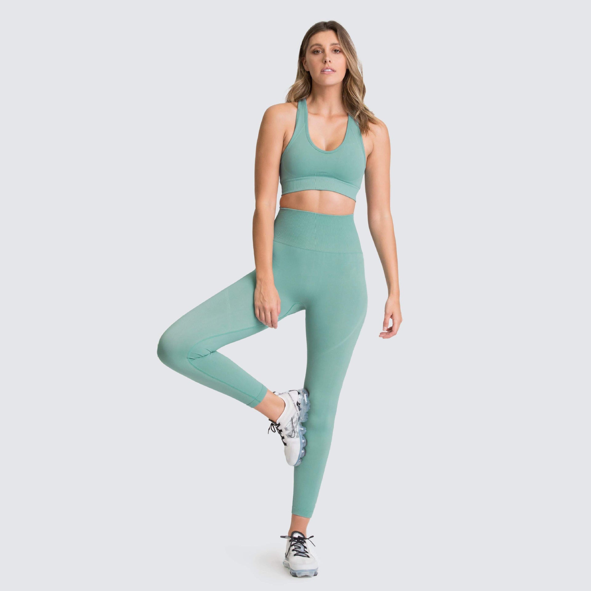 women's leggings set Bean green
