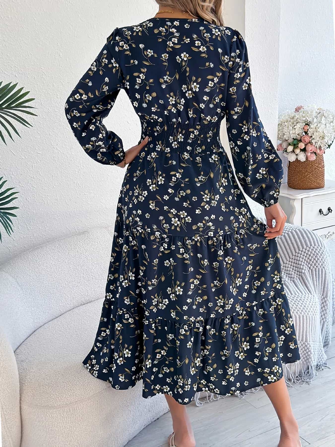 Long Sleeve Floral Midi Dress