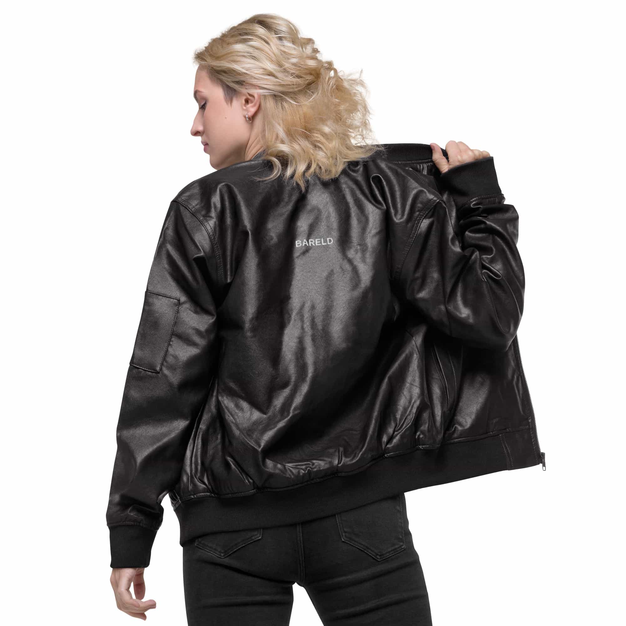Black Leather Bomber Jacket Women​