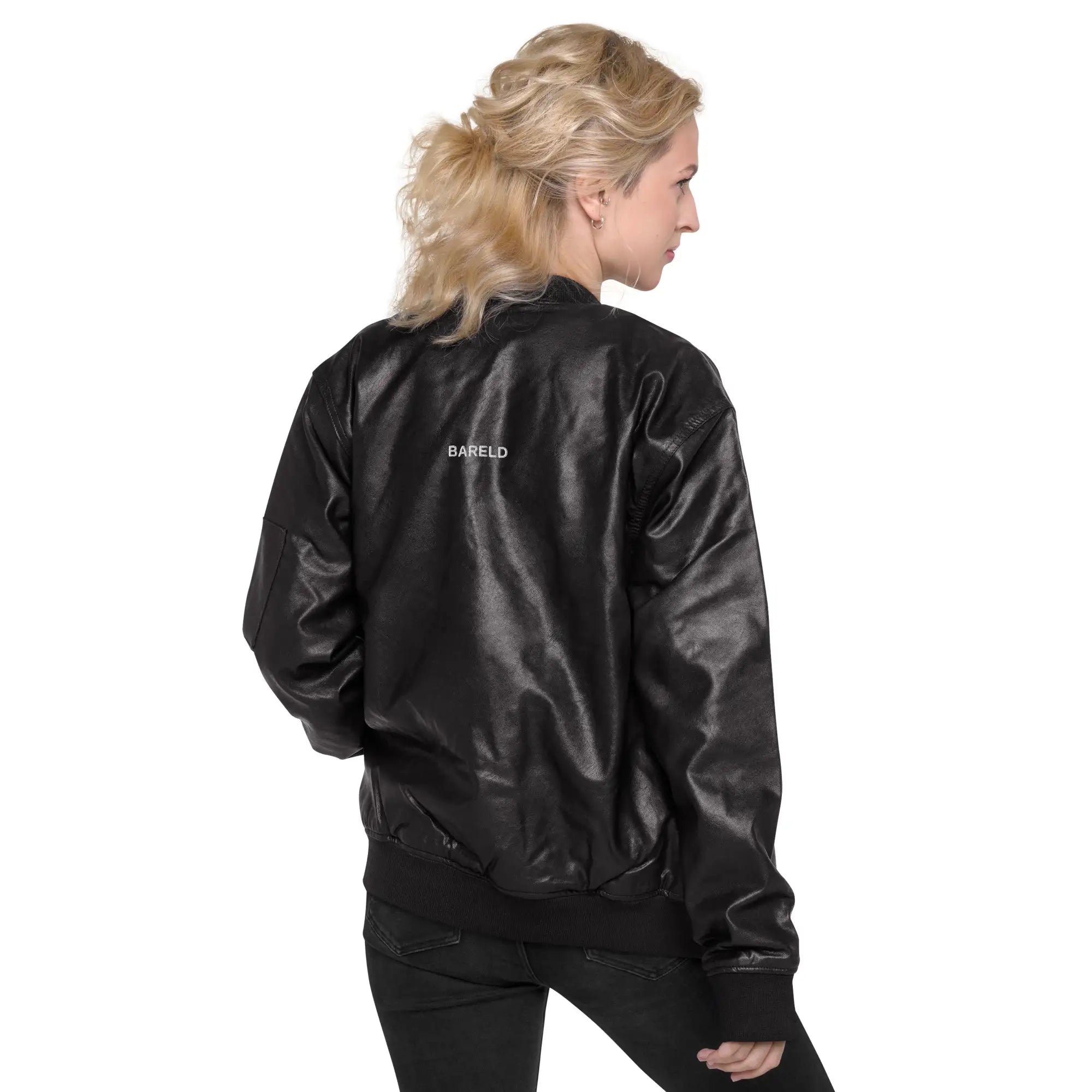Black Leather Bomber Jacket Women​