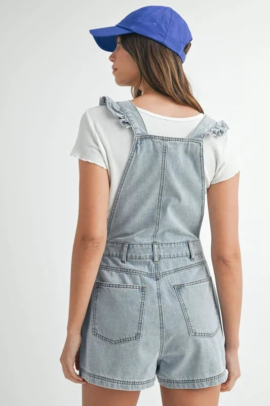 women's short denim overalls
