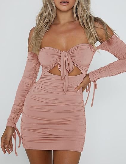 Bodycon Long Sleeve Off The Shoulder Dress​