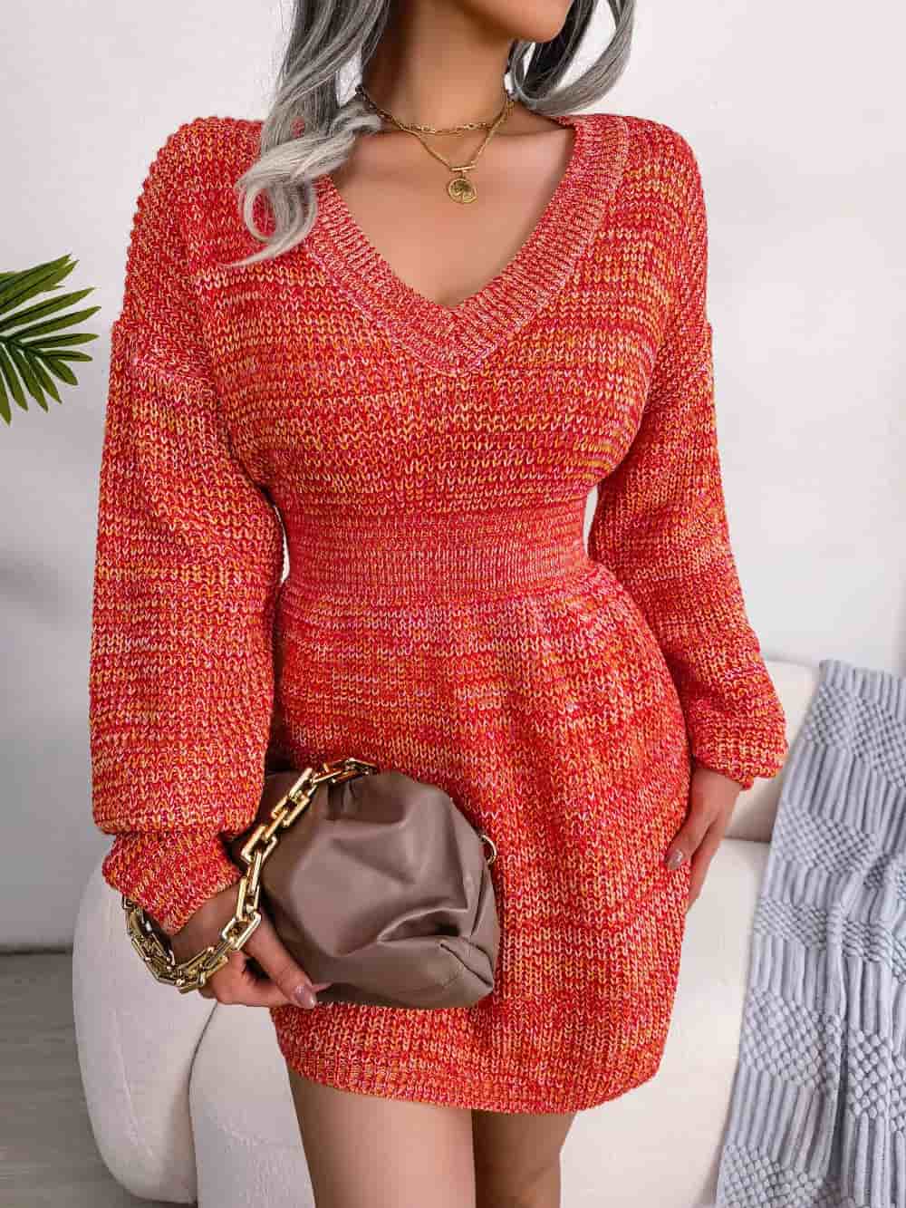 sweater dress mini Red