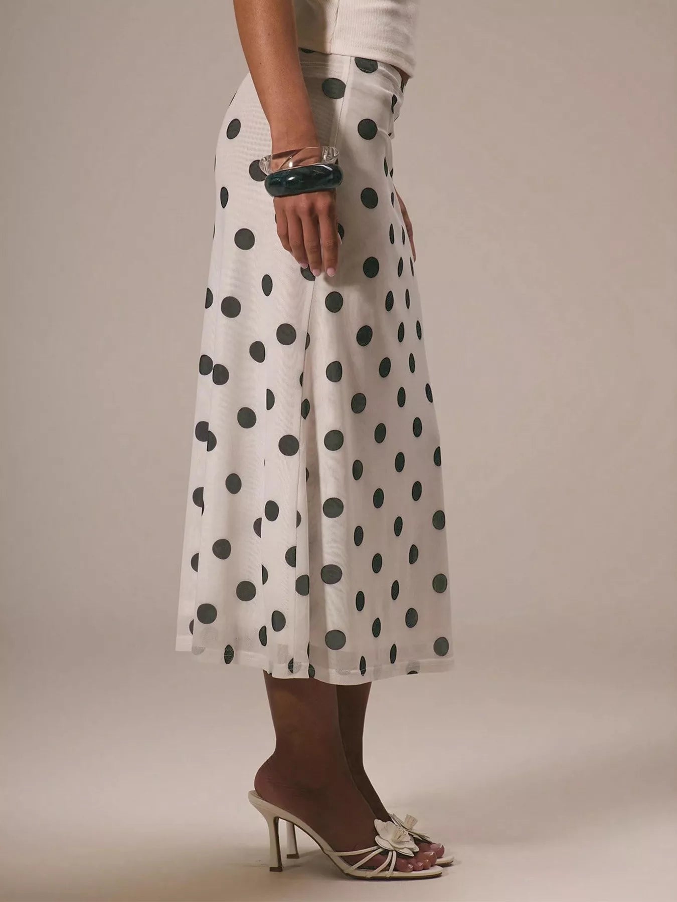 White Skirt With Black Polka Dots​