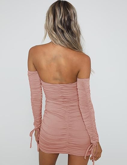 Bodycon Long Sleeve Off The Shoulder Dress​