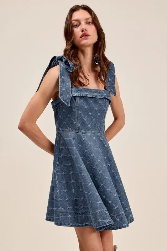 denim mini dress women Blue