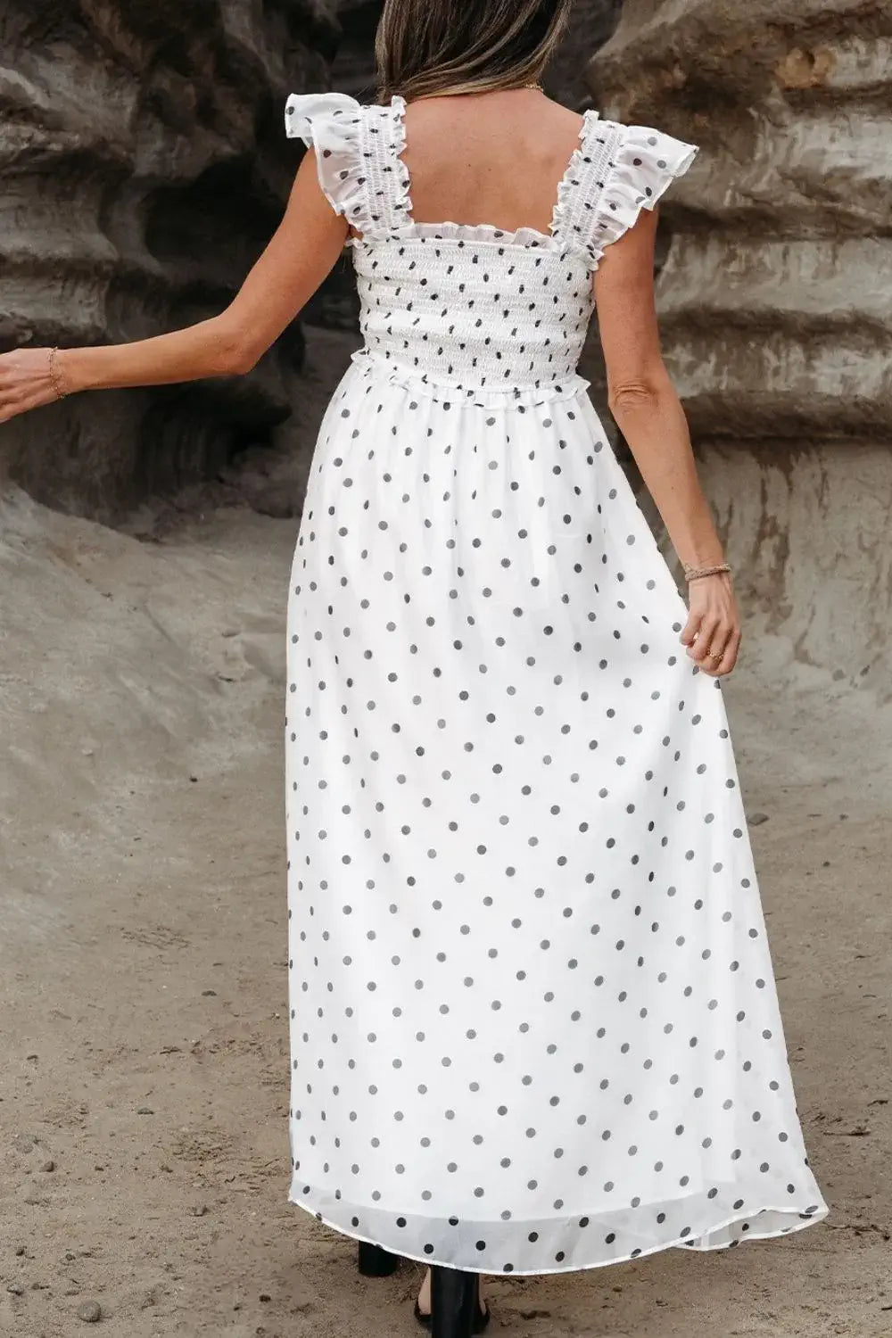 White Polka Dot Midi Dress